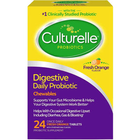 Culturelle Probiótico Diario Digestivo - Sabor Naranja - 24 Masticables - Haz Tu Pedido