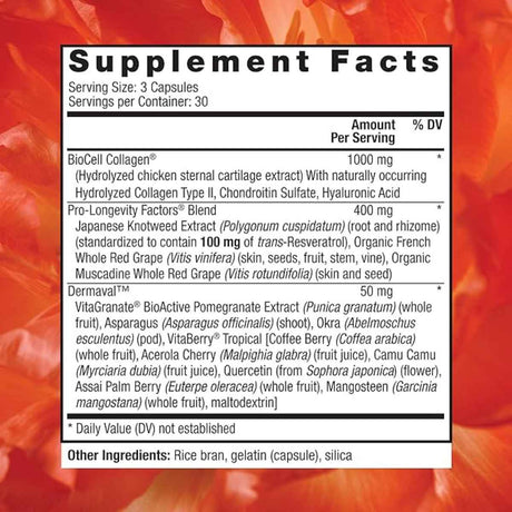 Reserveage Nutrition Ultra Impulsor De Colágeno - 90 Cápsulas - Tabla Nutricional - Haz Tu Pedido