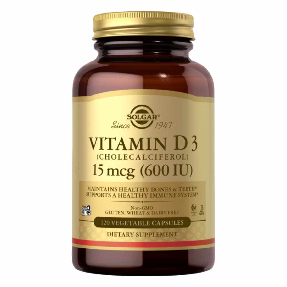 Solgar Vitamina D3 (Colecalciferol) 15 mcg 600 IU - 120 Cápsulas Vegetarianas - Haz Tu Pedido
