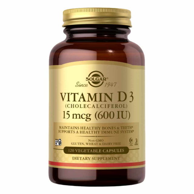 Solgar Vitamina D3 (Colecalciferol) 15 mcg 600 IU - 120 Cápsulas Vegetarianas - Haz Tu Pedido