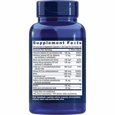 Life Extension Complejo B Completo - 60  Cápsulas Vegetarianas - Tabla Nutricional - Haz Tu Pedido