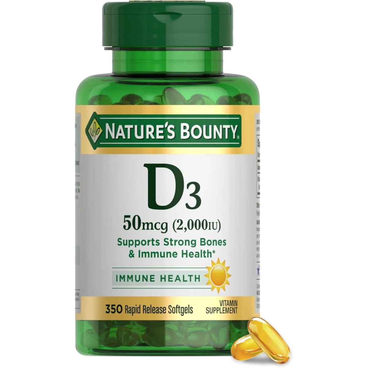 Nature's Bounty - Vitamina D3 (Colecalciferol) (50 mcg / 2,000 IU) | 350 Softgels