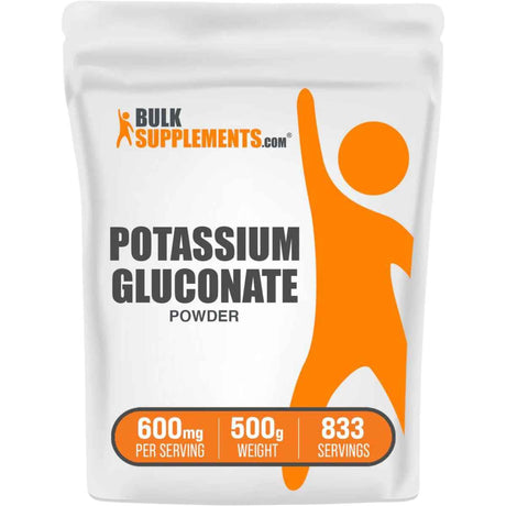 BulkSupplements.com Polvo de Gluconato de Potasio 600 mg - 500 g - Haz Tu Pedido