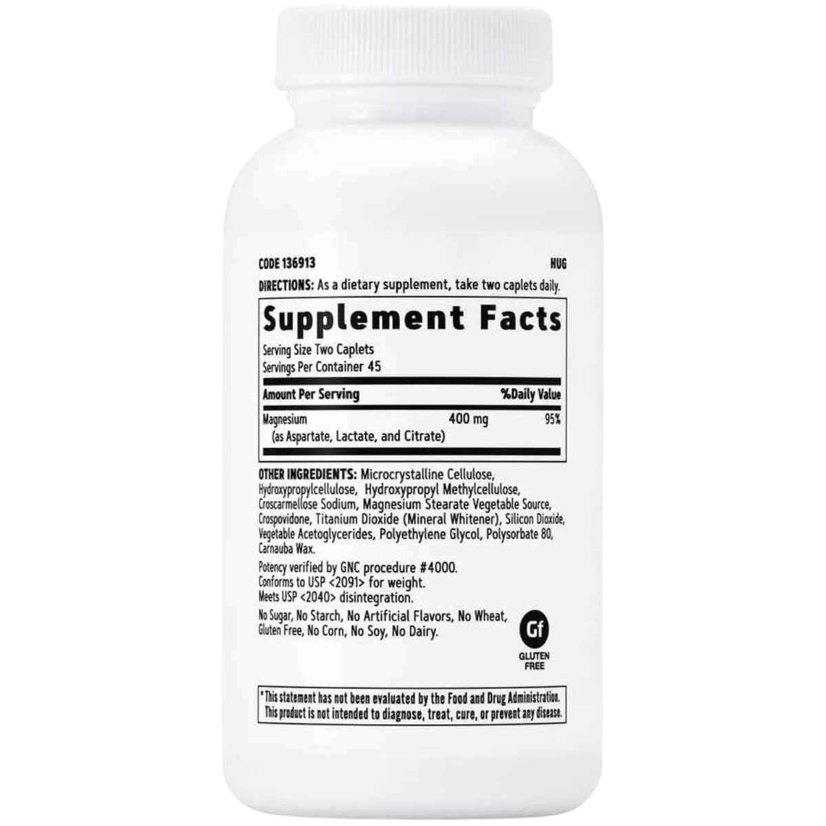 GNC Súper Magnesio 400 mg - 90 Comprimidos - Tabla Nutricional - Haz Tu Pedido