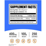 BulkSupplements.com Riboflavina Vitamina B2 400 mg - 100 g - Tabla Nutricional - Haz Tu Pedido
