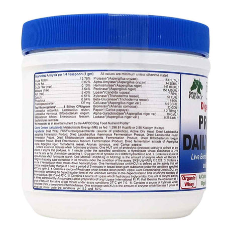 Nature's Farmacy Dogzymes Probiótico Balance Diario para Caninos - 227 g - Tabla Nutricional - Haz Tu Pedido