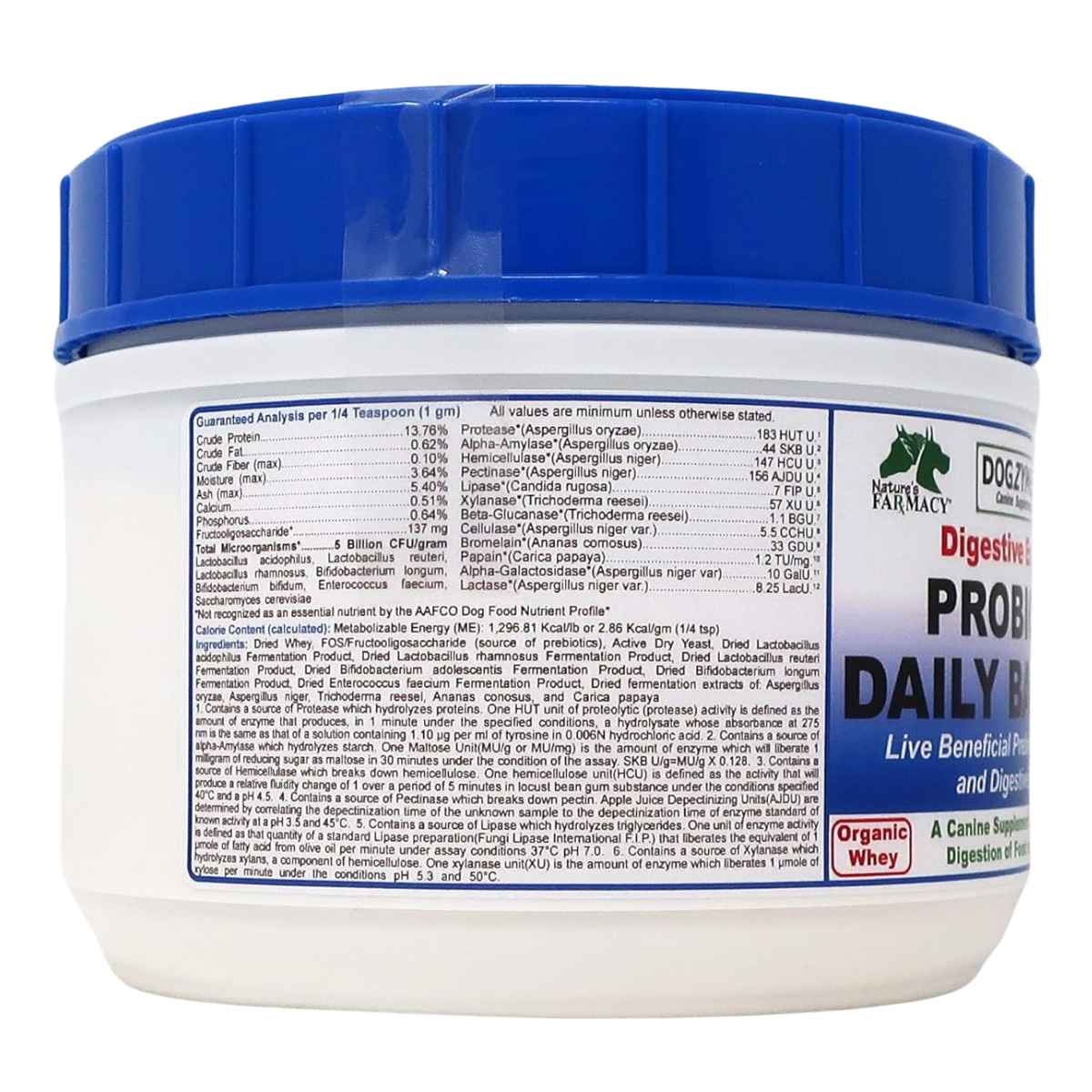 Nature's Farmacy Dogzymes Probiótico Balance Diario para Caninos - 454 g - Tabla Nutricional - Haz Tu Pedido