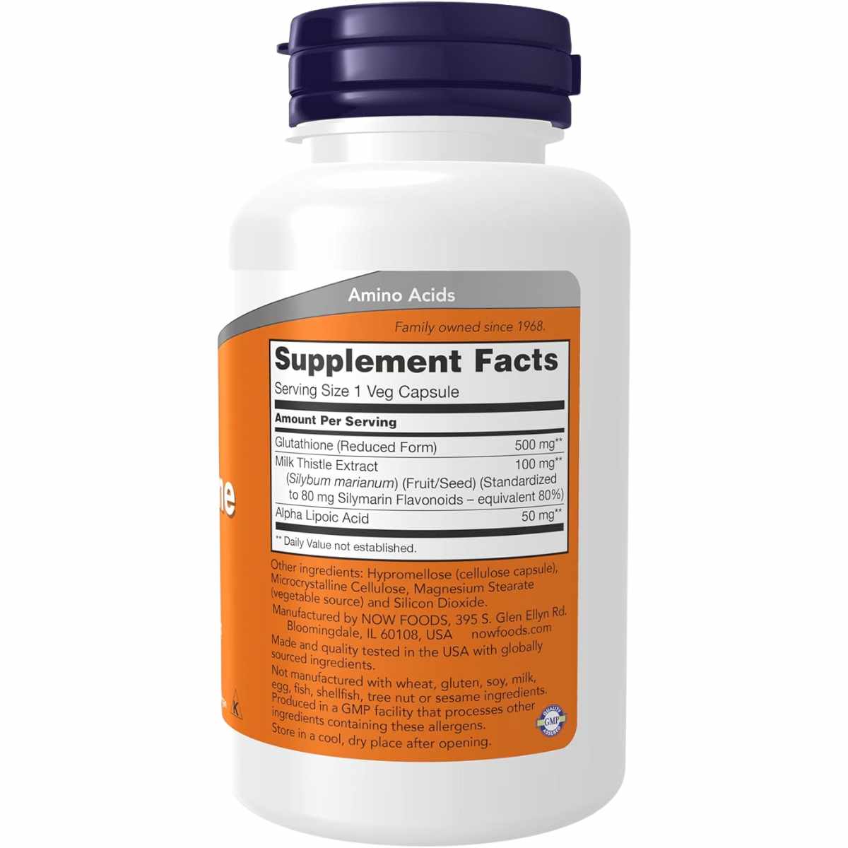 NOW Foods Glutatión  500 mg - 60 Cápsulas Vegetales - Tabla Nutricional - Haz Tu Pedido