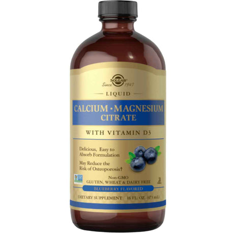 Solgar Citrato de Calcio Y Magnesio con Vitamina D3 - Sabor Arándano Azul - 473 ml - Haz Tu Pedido