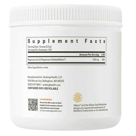 Seeking Health - Magnesio Malato (500 mg - 250 g Polvo)