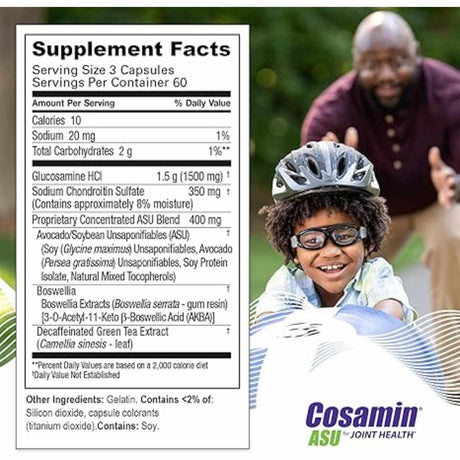 Nutramax Laboratories Cosamin ASU Salud Articular - 180 Cápsulas - Tabla Nutricional - Haz Tu Pedido