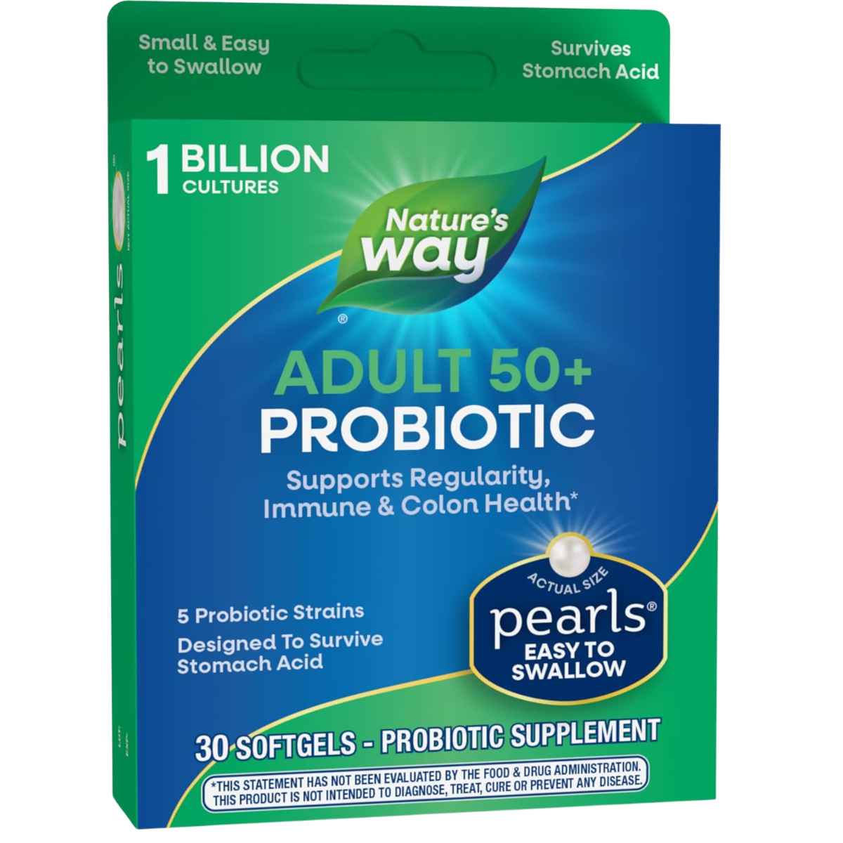 Natures Way Pearls® Probiótico para Mayores de 50 Años 1 Mil Millones CFU - 30 Cápsulas Blandas - Haz Tu Pedido
