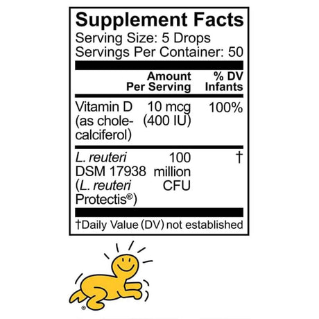 BioGaia Probiótico Protectis Bebé con Vitamina D para Salud Digestiva y Ósea - 10 ml - Tabla Nutricional - Haz Tu Pedido