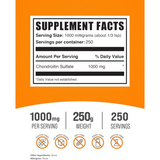 BulkSupplements.com Sulfato de Condroitina 1000 mg - 250 g - Tabla Nutricional - Haz Tu Pedido