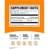 BulkSupplements.com Sulfato de Condroitina 1000 mg - 100 g - Tabla Nutricional - Haz Tu Pedido