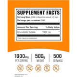 BulkSupplements.com Sulfato de Condroitina 1000 mg - 500 g - Tabla Nutricional - Haz Tu Pedido