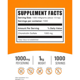 BulkSupplements.com Sulfato de Condroitina 1000 mg - 1000 g - Tabla Nutricional - Haz Tu Pedido