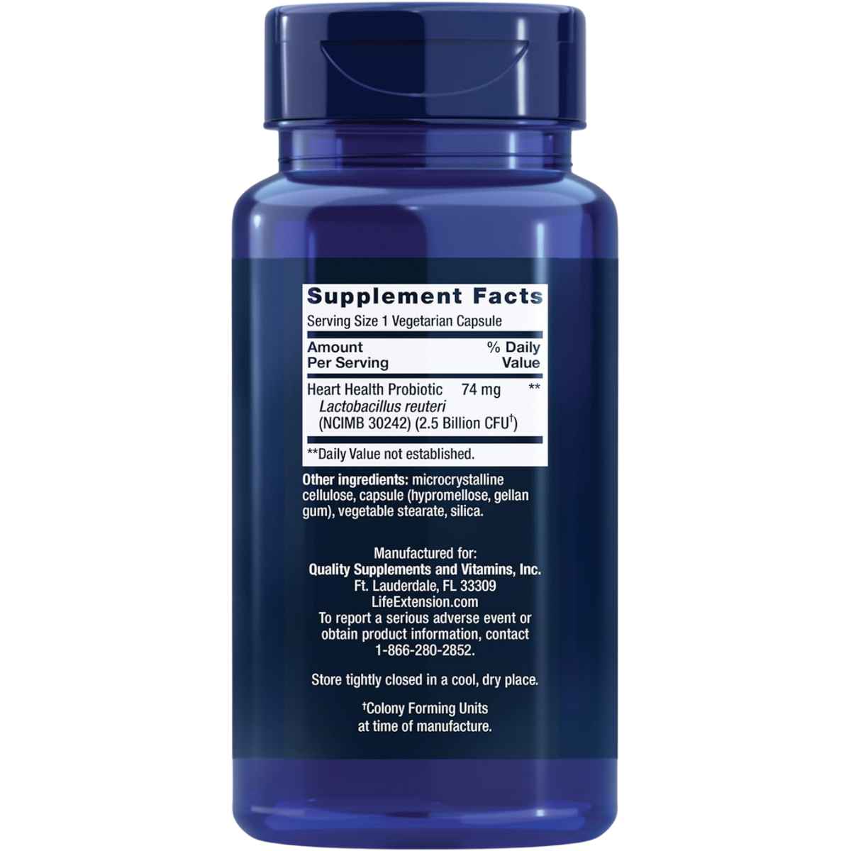 Life Extension Florassist® Probiótico Salud Cardíaca - 60 Cápsulas Vegetarianas - Tabla Nutricional - Haz Tu Pedido