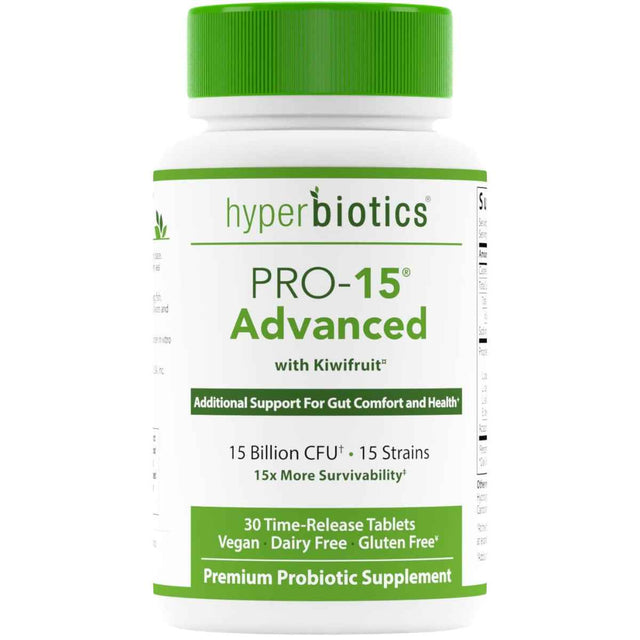 Hyperbiotics PRO-15 Avanzado: Alivio Natural para Inflamación Abdominal. 15 Mil Millones CFU - 30 Tabletas de Liberación Prolongada - Haz Tu Pedido