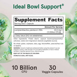 Jarrow Formulas Ideal Bowel Support® LP299V® Probiótica 10 Mil Millones CFU - 30 Cápsulas Vegetales - Tabla Nutricional - Haz Tu Pedido