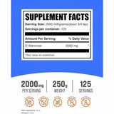 BulkSupplements.com  Polvo De D-Manosa  2000 mg - 250 g - Tabla Nutricional - Haz Tu Pedido