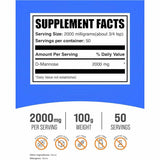 BulkSupplements.com  Polvo de D-Manosa 2000 mg - 100 g - Tabla Nutricional - Haz Tu Pedido