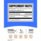 BulkSupplements.com Polvo De D-Manosa 2000 mg - 1 kg - Tabla Nutricional - Haz Tu Pedido