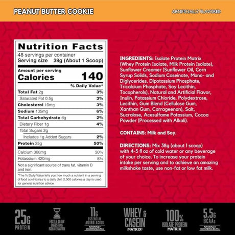 BSN SYNTHA-6 Proteína Aislada en Polvo - Sabor Mantequilla de Maní con Chispas de Chocolate Oscuro - 4.02  lb - Tabla Nutricional - Haz Tu Pedido