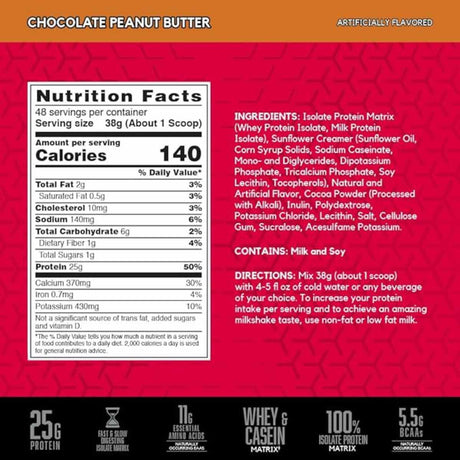 BSN SYNTHA-6 Proteína Aislada en Polvo - Sabor Mantequilla de Maní con Chocolate - 4.02  lb - Tabla Nutricional - Haz Tu Pedido