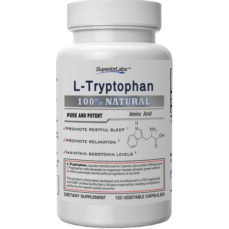 Superior Labs L-Triptófano  500 mg - 120 Cápsulas Vegetales - Haz Tu Pedido