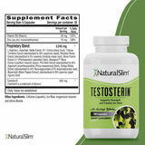 NaturalSlim  Testosterin Soporte de Testosterona para Hombres  - 180 Cápsulas - Tabla Nutricional - Haz Tu Pedido