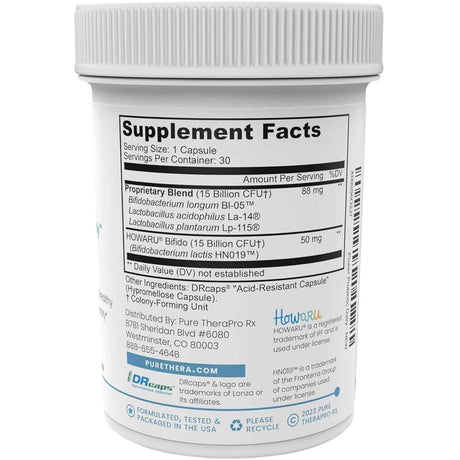 Pure TheraPro Rx Probiotic  30 Mil Millones CFU - 30 Cápsulas - Tabla Nutricional - Haz Tu Pedido