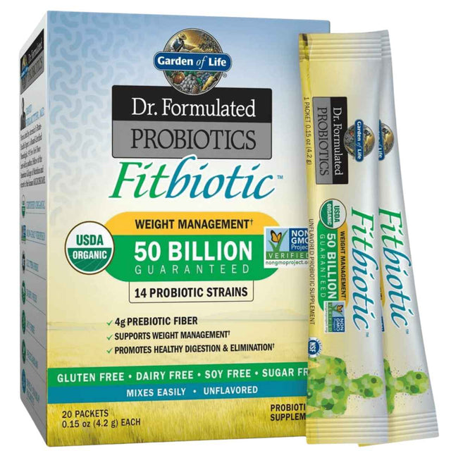 Garden of Life Dr. Formulated  Fitbiotic Probióticos 50 Mil Millones CFU - 20 Paquetes - Haz Tu Pedido