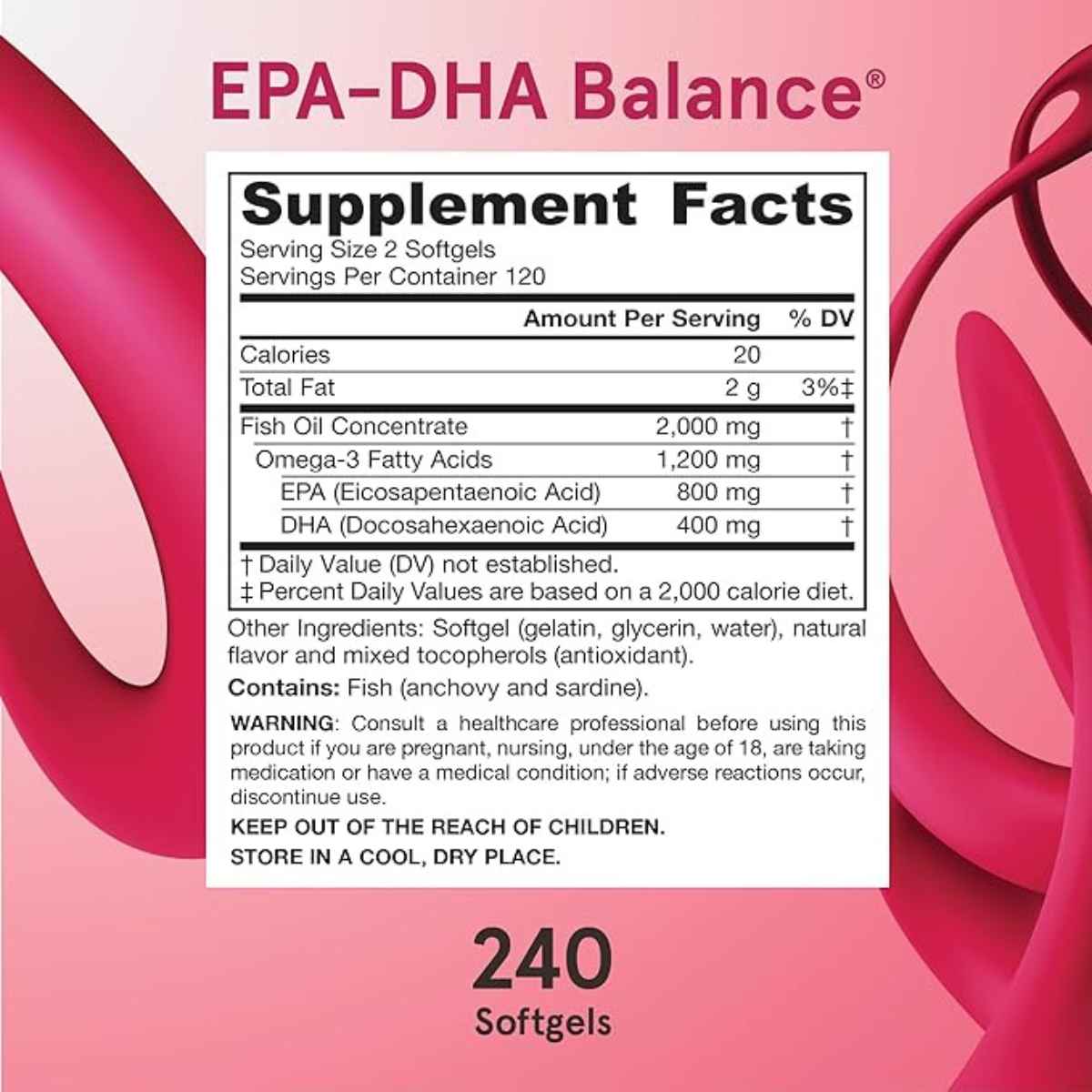 Jarrow Formulas EPA-DHA Balance® - 240 Cápsulas Blandas - Tabla Nutricional - Haz Tu Pedido