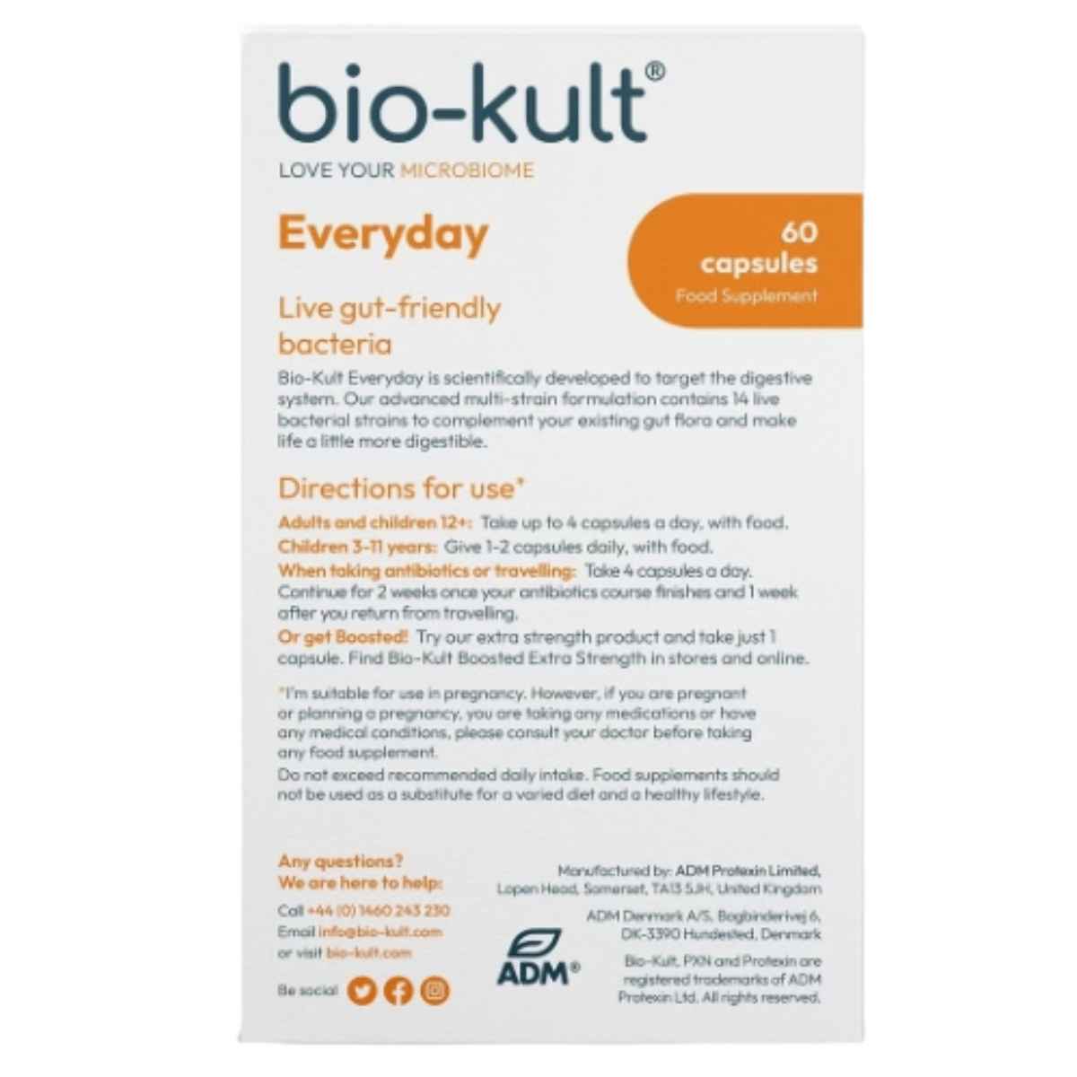 Bio-Kult Suplemento Probiótico para la Salud Intestinal - 60 Cápsulas - Tabla Nutricional - Haz Tu Pedido