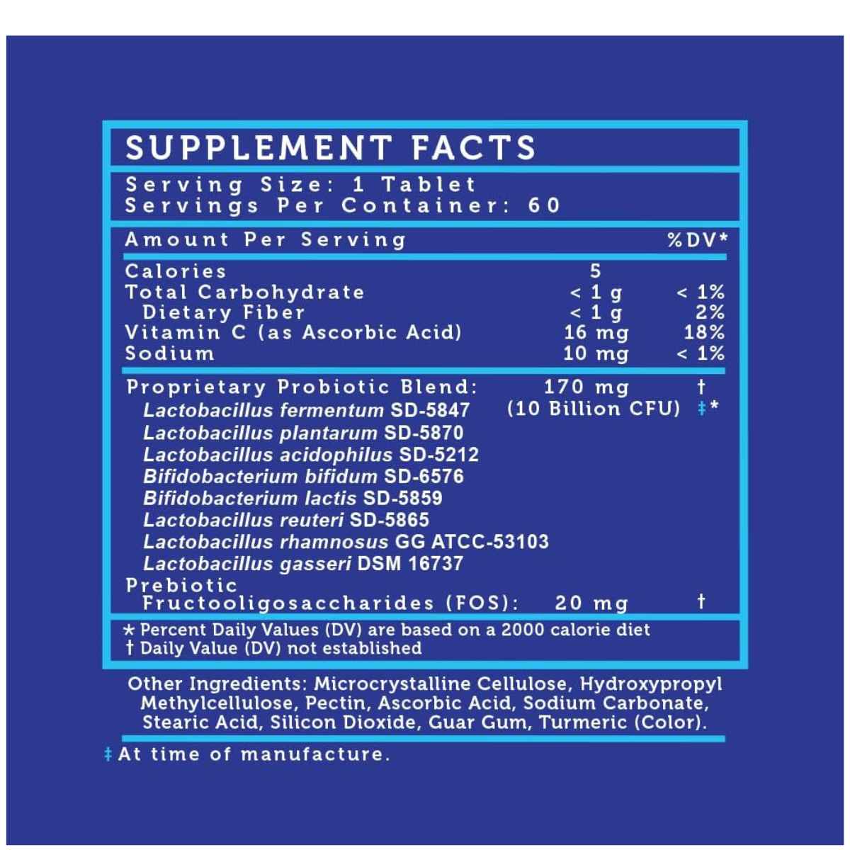 Lovebug Probiotics Here's The Skinny 10 Mil Millones CFU - 30 Cápsulas - Tabla Nutricional - Haz Tu Pedido
