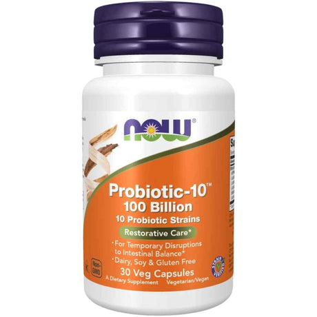 NOW Foods Probiotico-10™ 100 Mil Millones CFU - 30 Cápsulas - Haz Tu Pedido
