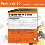NOW Foods Probiotico-10™ 100 Mil Millones CFU - 30 Cápsulas - Tabla Nutricional - Haz Tu Pedido