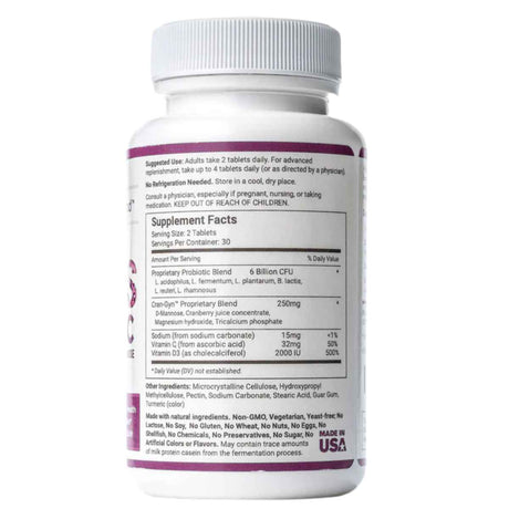Replenish the Good Probiótico para Mujeres 6 Mil Millones CFU - Sabor Arándano Rojo - 60 Tabletas - Tabla Nutricional - Haz Tu Pedido