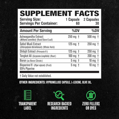 Jacked Factory Potenciador Natural De Testosterona - 60 Cápsulas Vegetales - Tabla Nutricional - Haz Tu Pedido