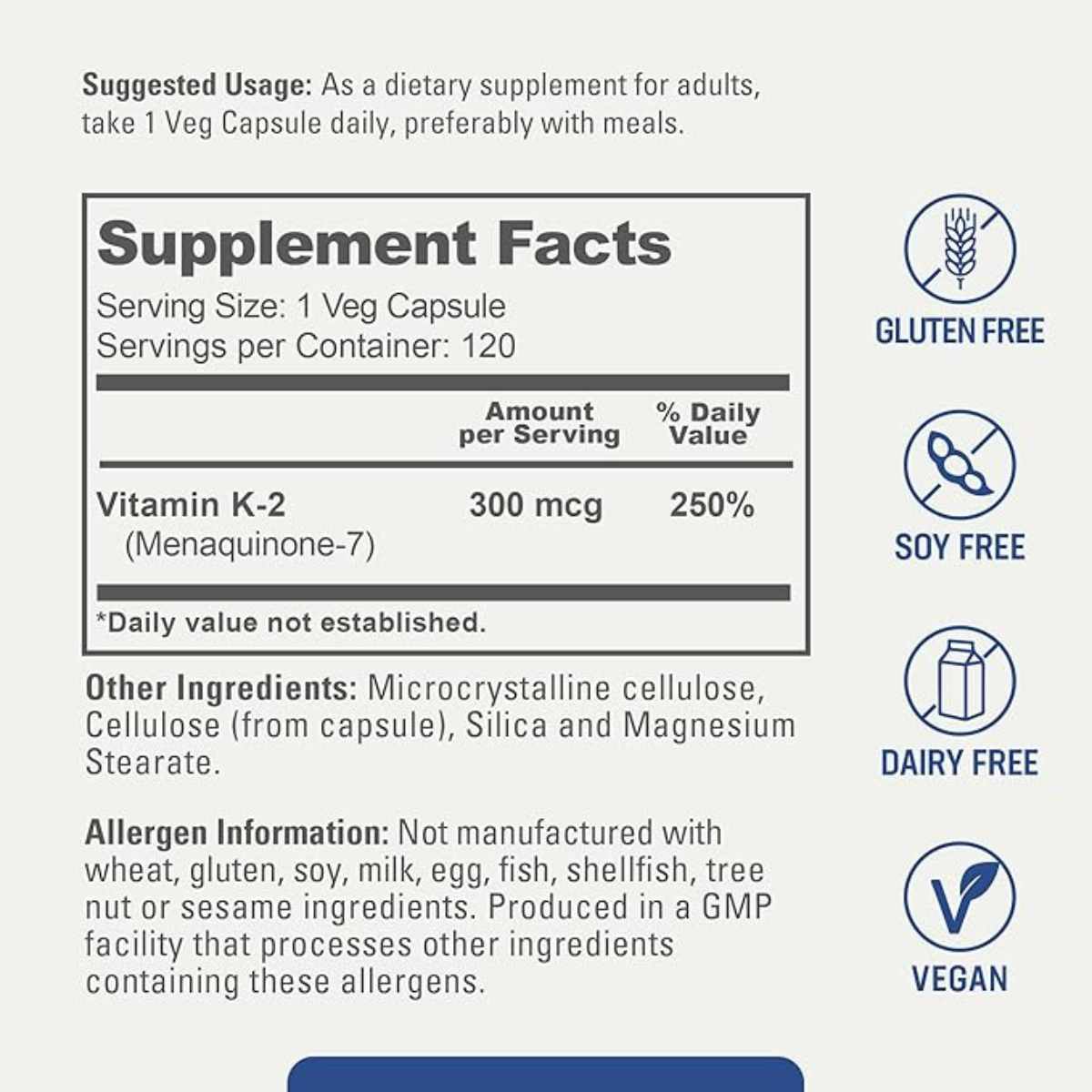 Biophix Vitamin K2 MK-7 300 mcg - 120 Vegan Cápsulas