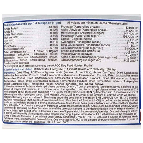 Nature's Farmacy Dogzymes Probiótico Balance Diario para Caninos - 2270 g - Tabla Nutricional - Haz Tu Pedido