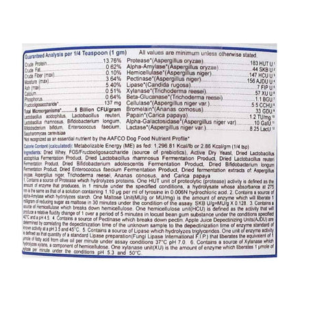 Nature's Farmacy Dogzymes Probiótico Balance Diario para Caninos - 908 g - Tabla Nutricional - Haz Tu Pedido