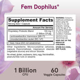 Jarrow Formulas Fem-Dophilus® Probióticos 1 Mil Millones CFU - 60 Cápsulas Vegetales - Tabla Nutricional - Haz Tu Pedido