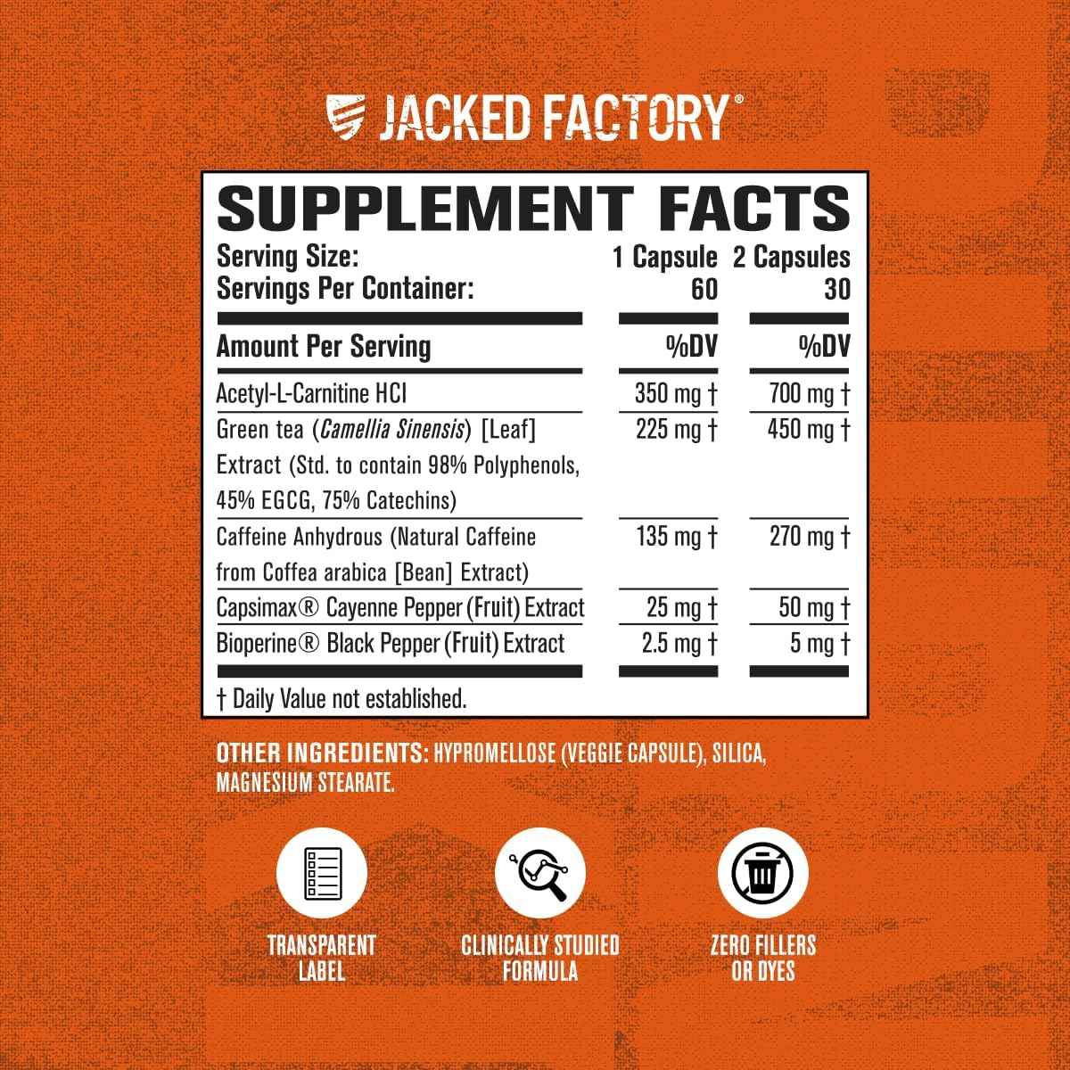 Jacked Factory Burn-XT™ Quemador Termogénico De Grasa - 60 Cápsulas Vegetales - Tabla Nutricional - Haz Tu Pedido