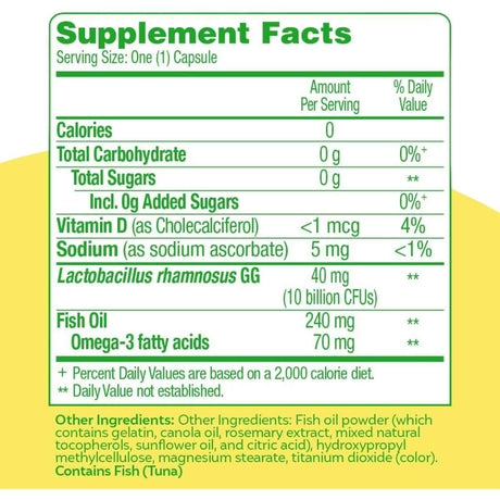 Culturelle Probiótico Completo Tres Beneficios en Uno - 30 Cápsulas - Tabla Nutricional - Haz Tu Pedido