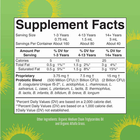 MaryRuth Organics Probiótico Líquido Orgánico - 120 ml - Tabla Nutricional - Haz Tu Pedido