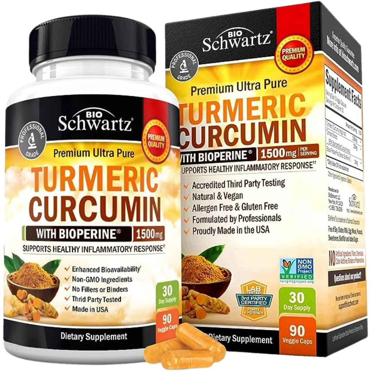 BioSchwartz Cúrcuma Curcumina y Bioperine 1500 mg - 90 Cápsulas Vegetales - Haz Tu Pedido