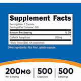 Nutricost Caffeine - 500 Cápsulas