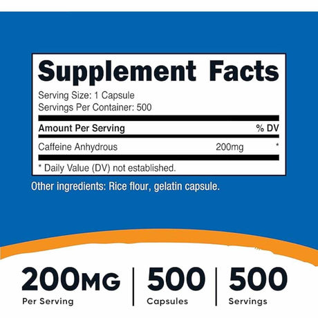 Nutricost Caffeine - 500 Cápsulas